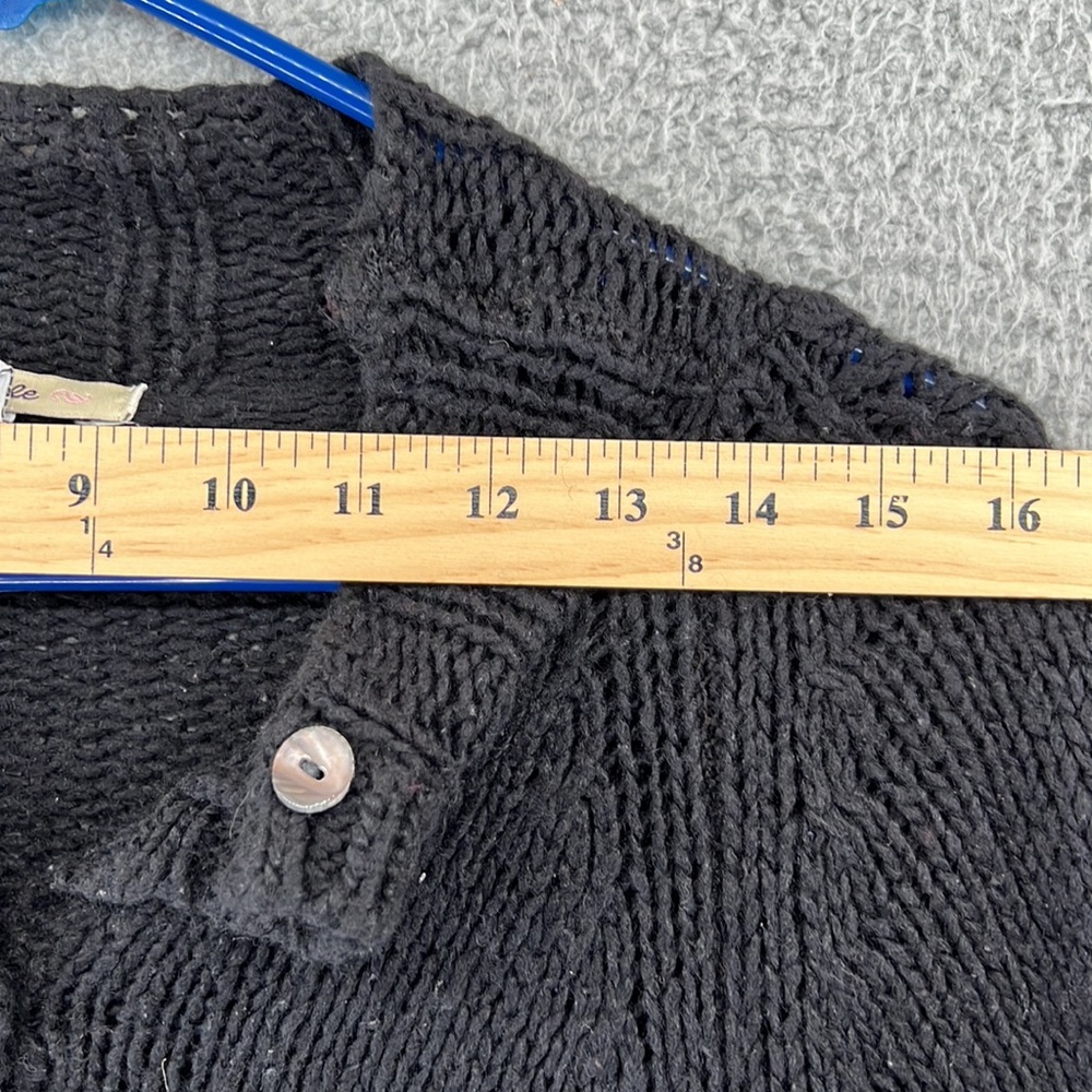 Free People‎ Button Down Cardigan Sweater Womens Medium Black Soft Stretch Fall - Picture 4 of 12